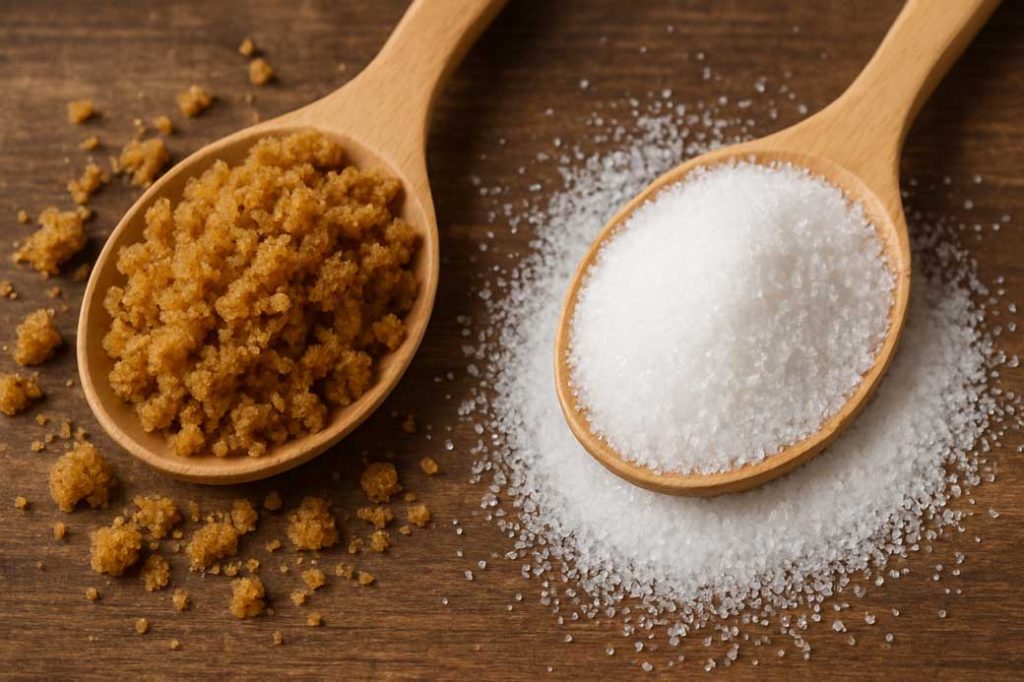 شکرقهوه ای و سفید